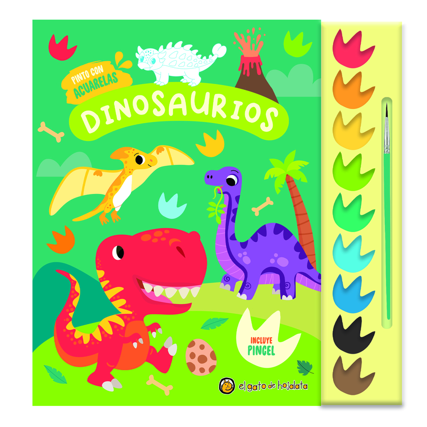 Dinosaurios ('Pinto con acuarelas') 9 acuarelas+1 pincel