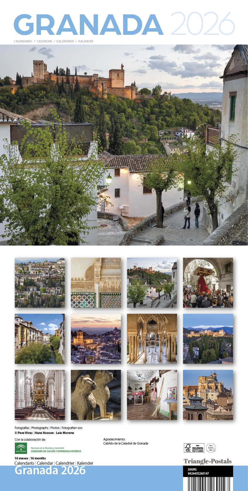 Cal. 2026 Pared (30x30 cm) Granada y la Alhambra