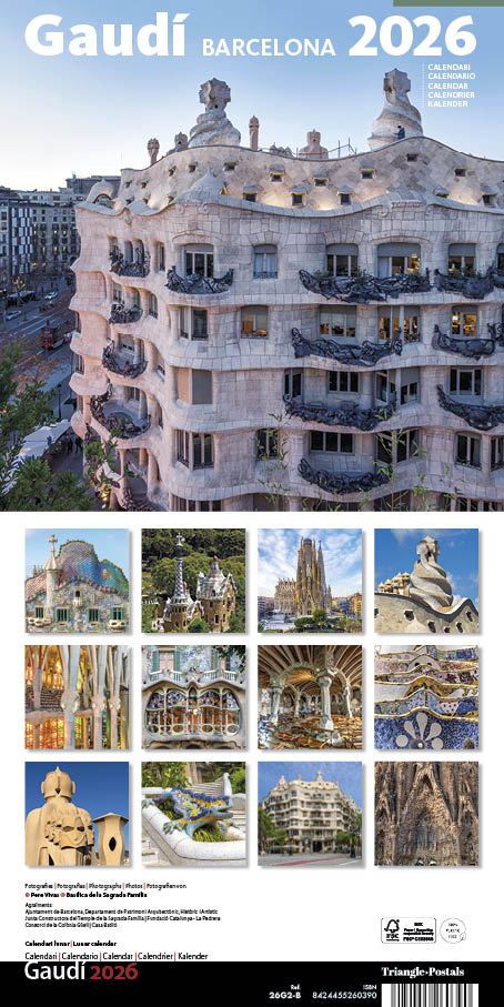 Cal. 2026 Pared (16x16 cm) Gaudí-2 B (Pedrera)