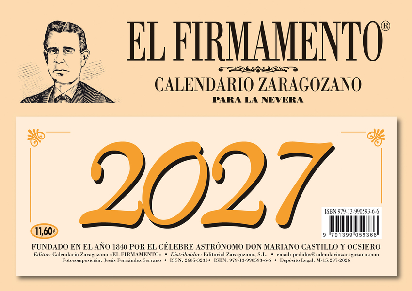 Calendario nevera zaragozano 2027