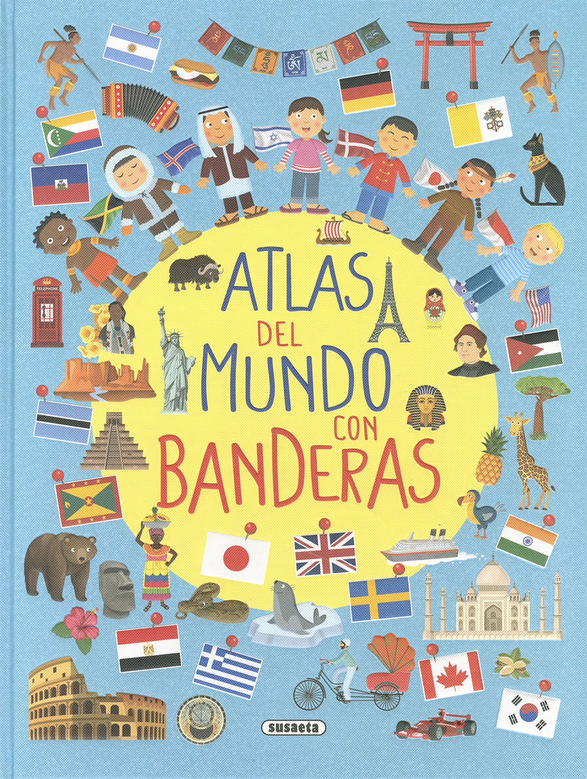 Atlas del mundo con banderas